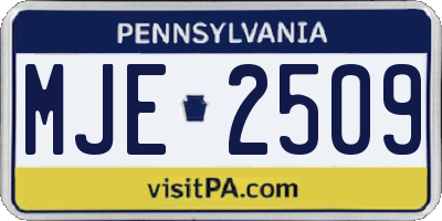 PA license plate MJE2509