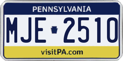 PA license plate MJE2510