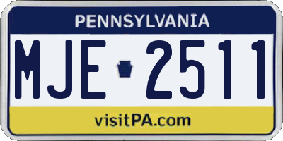 PA license plate MJE2511
