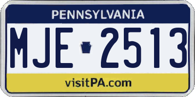 PA license plate MJE2513