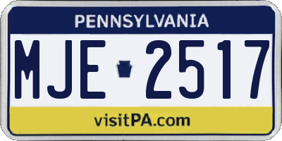 PA license plate MJE2517