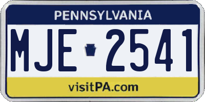 PA license plate MJE2541
