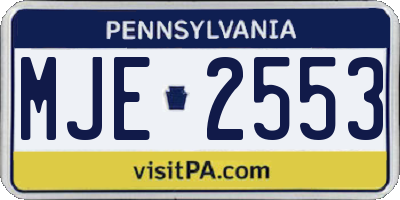 PA license plate MJE2553