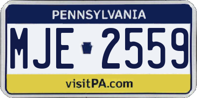 PA license plate MJE2559