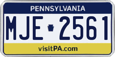 PA license plate MJE2561