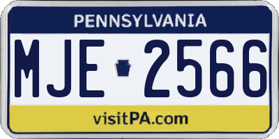 PA license plate MJE2566
