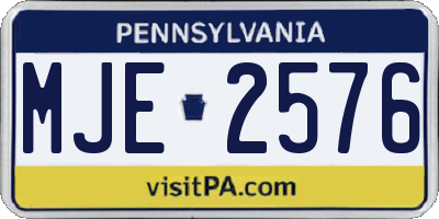 PA license plate MJE2576