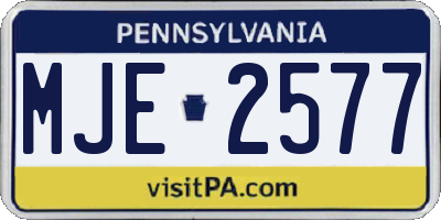 PA license plate MJE2577