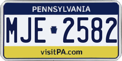 PA license plate MJE2582