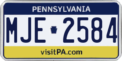 PA license plate MJE2584