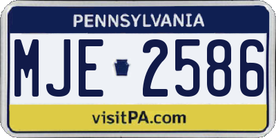 PA license plate MJE2586