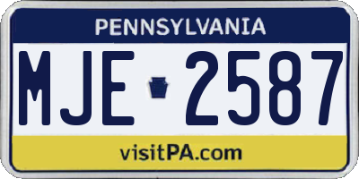PA license plate MJE2587