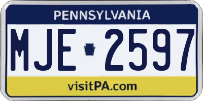 PA license plate MJE2597