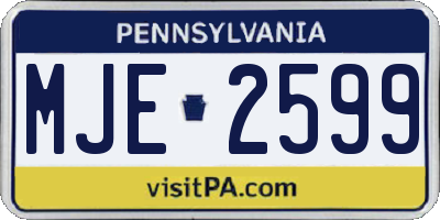 PA license plate MJE2599
