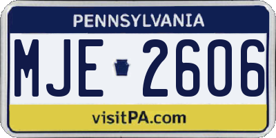 PA license plate MJE2606