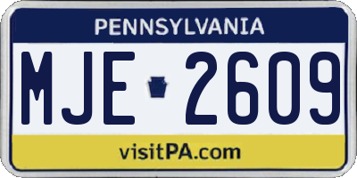 PA license plate MJE2609