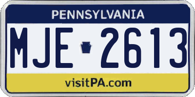 PA license plate MJE2613