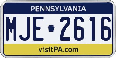 PA license plate MJE2616