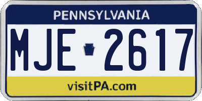 PA license plate MJE2617