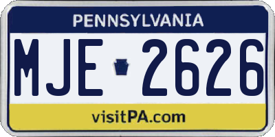 PA license plate MJE2626