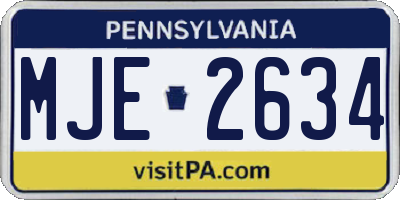 PA license plate MJE2634