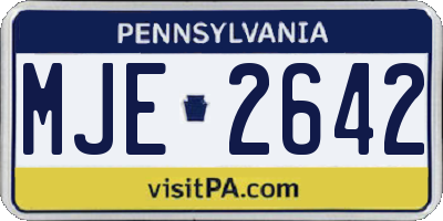 PA license plate MJE2642