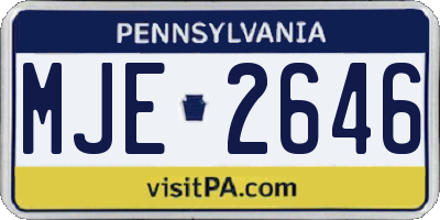 PA license plate MJE2646