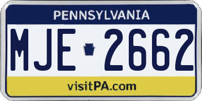 PA license plate MJE2662