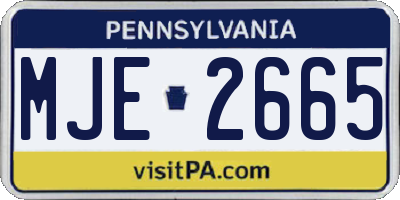 PA license plate MJE2665