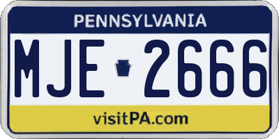 PA license plate MJE2666