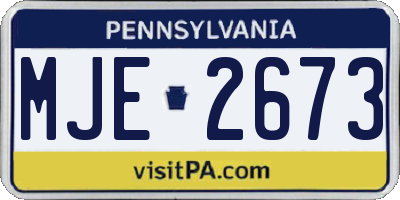 PA license plate MJE2673