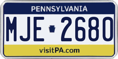 PA license plate MJE2680
