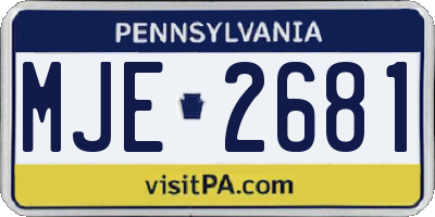 PA license plate MJE2681
