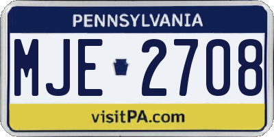 PA license plate MJE2708