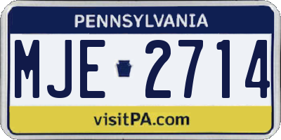 PA license plate MJE2714
