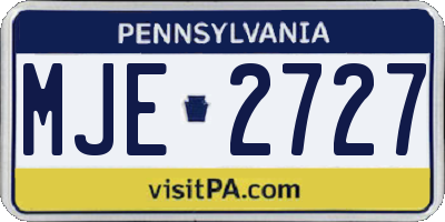 PA license plate MJE2727