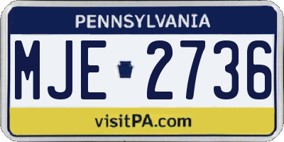 PA license plate MJE2736