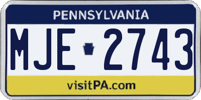 PA license plate MJE2743