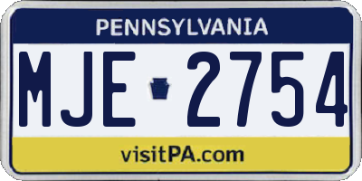 PA license plate MJE2754