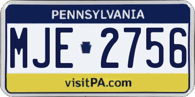 PA license plate MJE2756