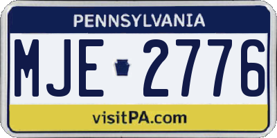 PA license plate MJE2776