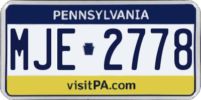 PA license plate MJE2778