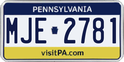 PA license plate MJE2781