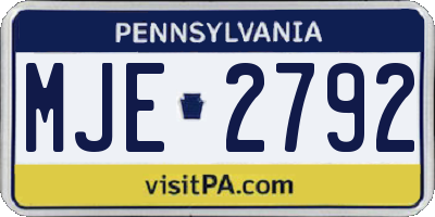 PA license plate MJE2792