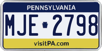 PA license plate MJE2798