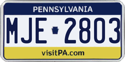 PA license plate MJE2803