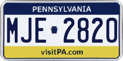 PA license plate MJE2820
