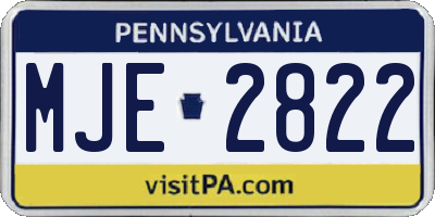 PA license plate MJE2822
