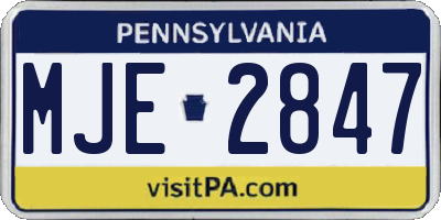 PA license plate MJE2847