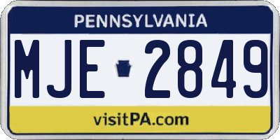 PA license plate MJE2849